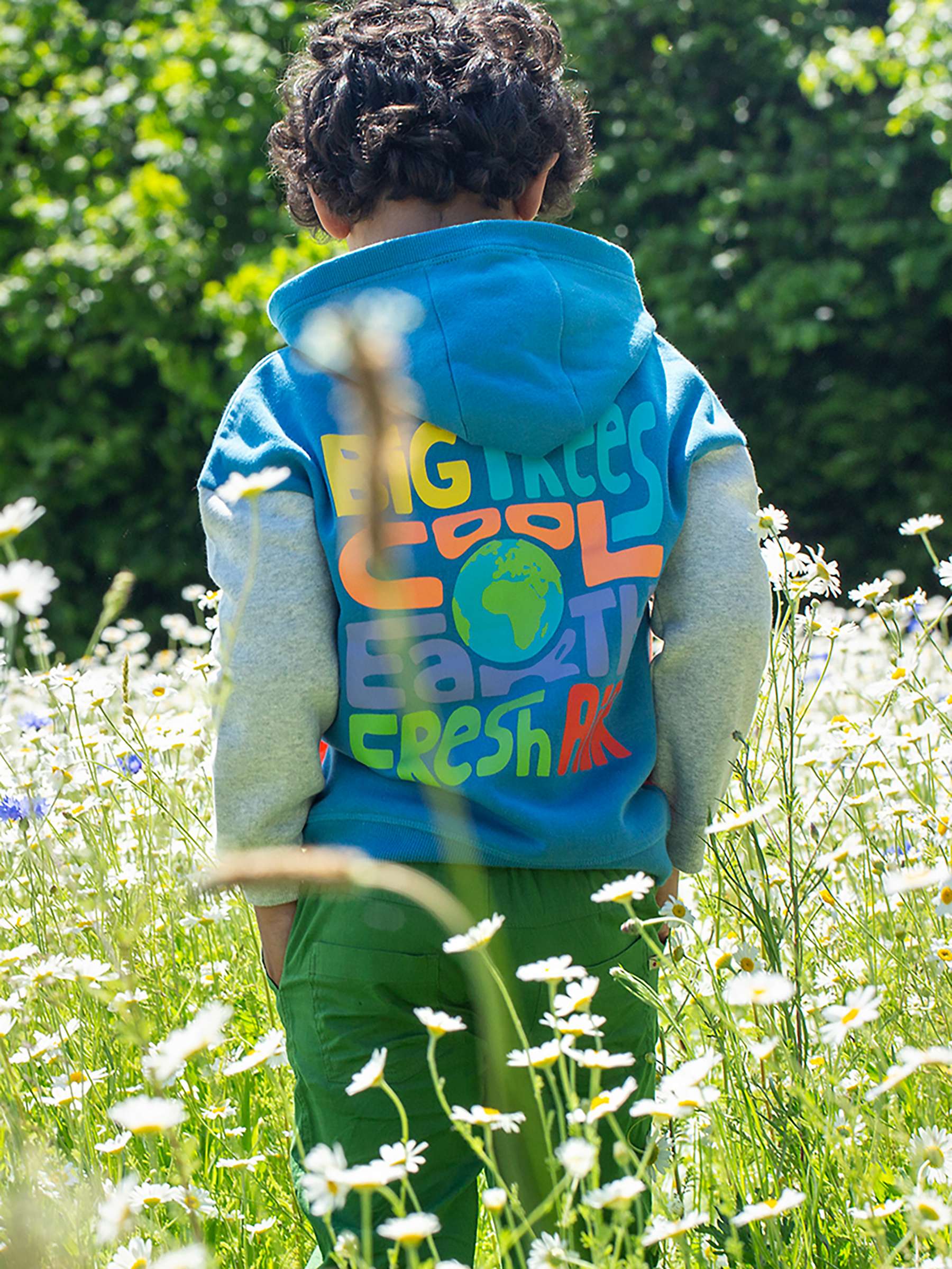 Buy Frugi Kids' Organic Cotton Switch Bowen Colour Block Hoodie, Deep Water/Earth Online at johnlewis.com