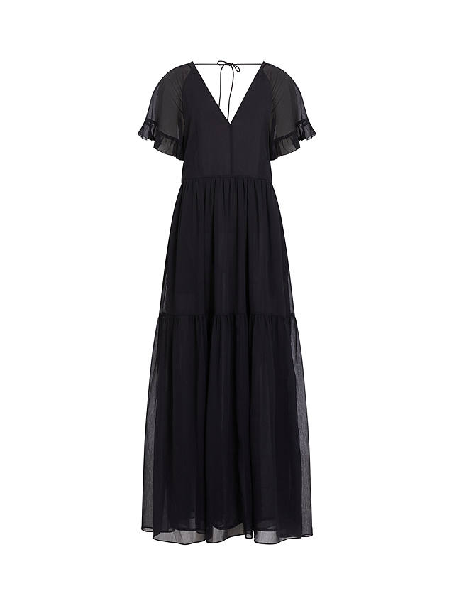 Great Plains Gossamer Chiffon V-neck Maxi Dress, Black               