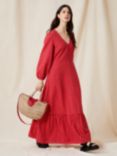 Great Plains Tunis Check Maxi Cotton Dress, Crimson/Hot Coral