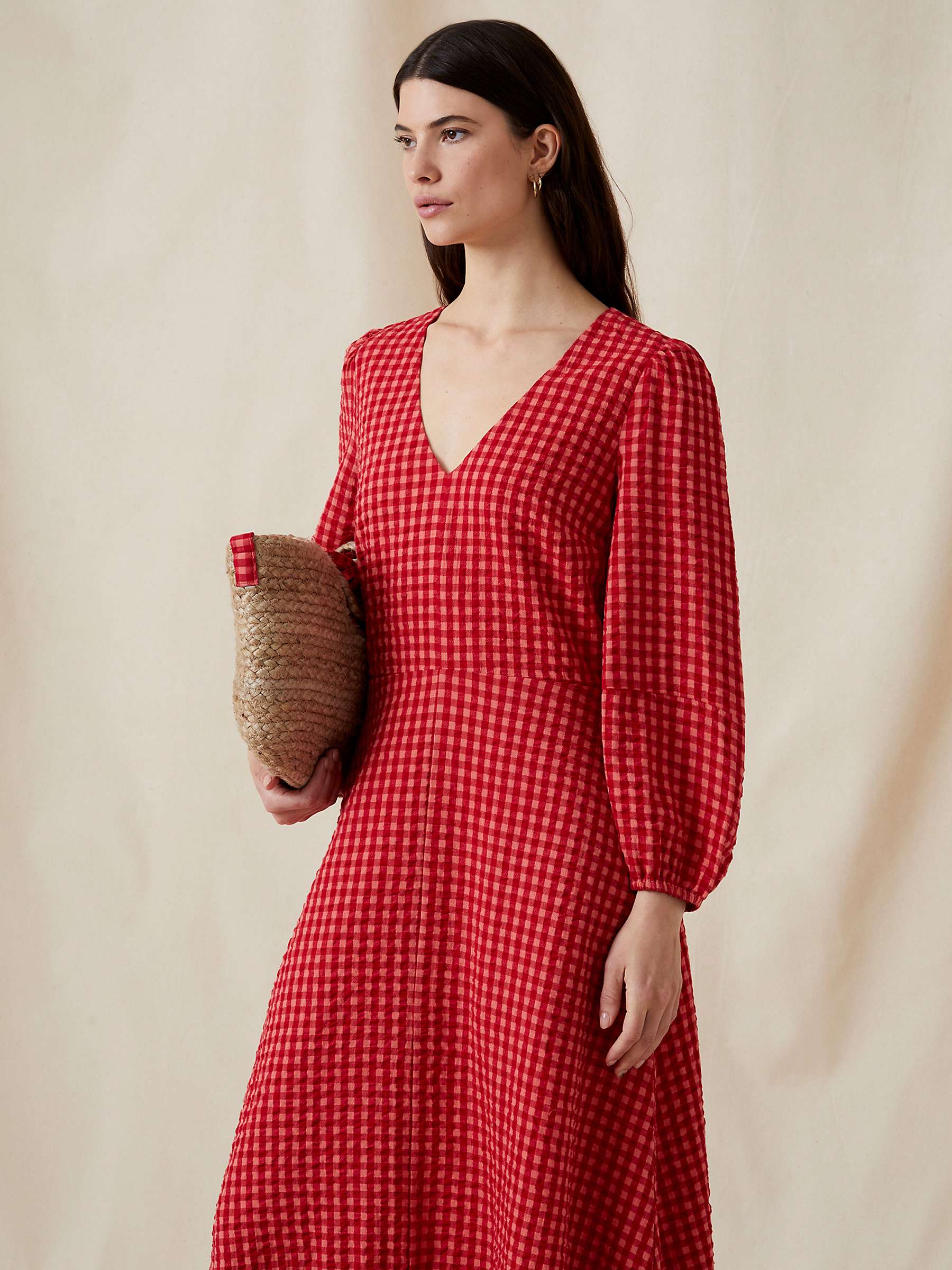 Buy Great Plains Tunis Check Maxi Cotton Dress, Crimson/Hot Coral Online at johnlewis.com