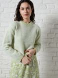 Great Plains Pointelle Wool Blend Jumper, White/Lemongrass