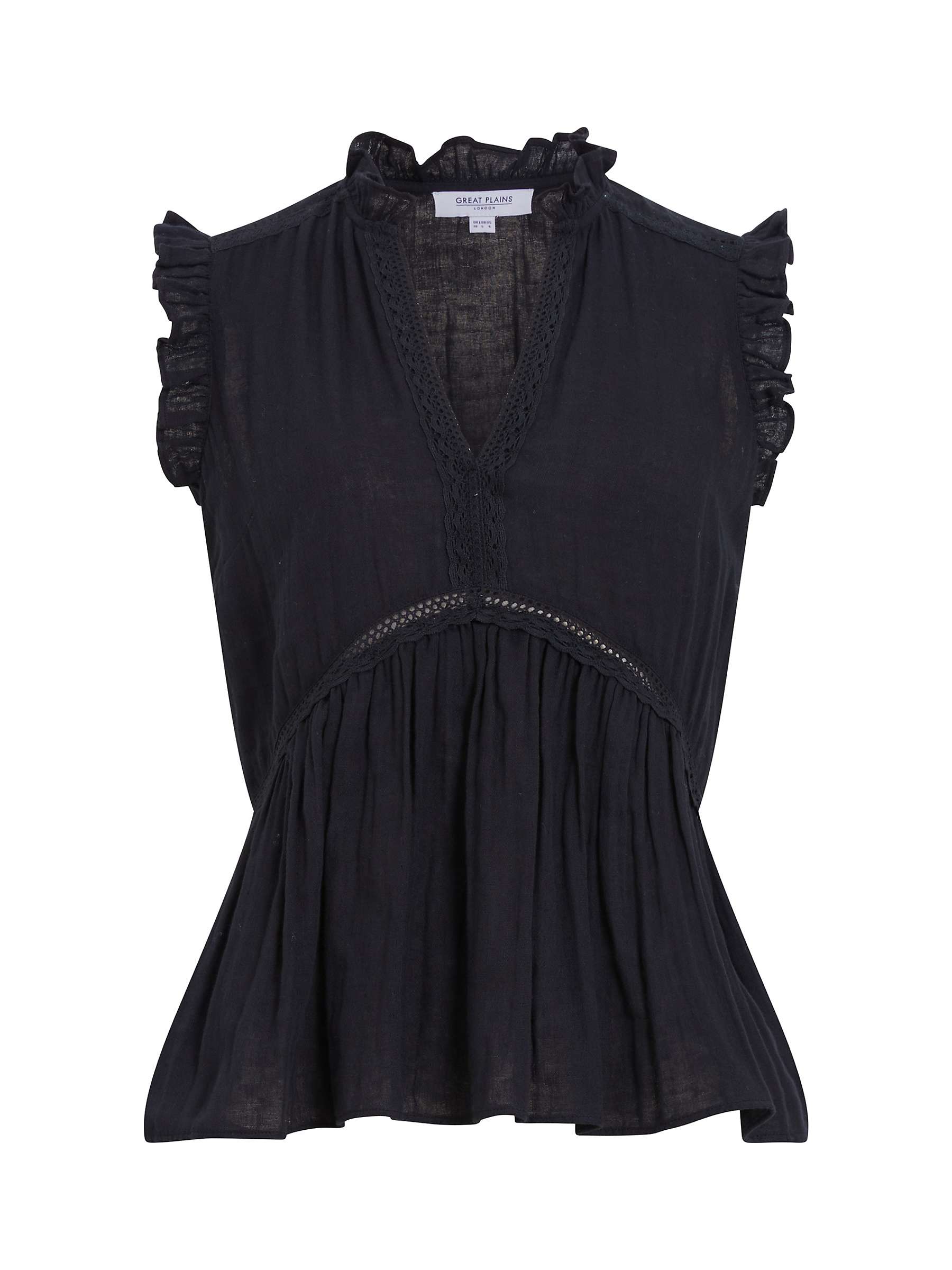 Buy Great Plains Double Cotton Sleeveless Top, Black Online at johnlewis.com