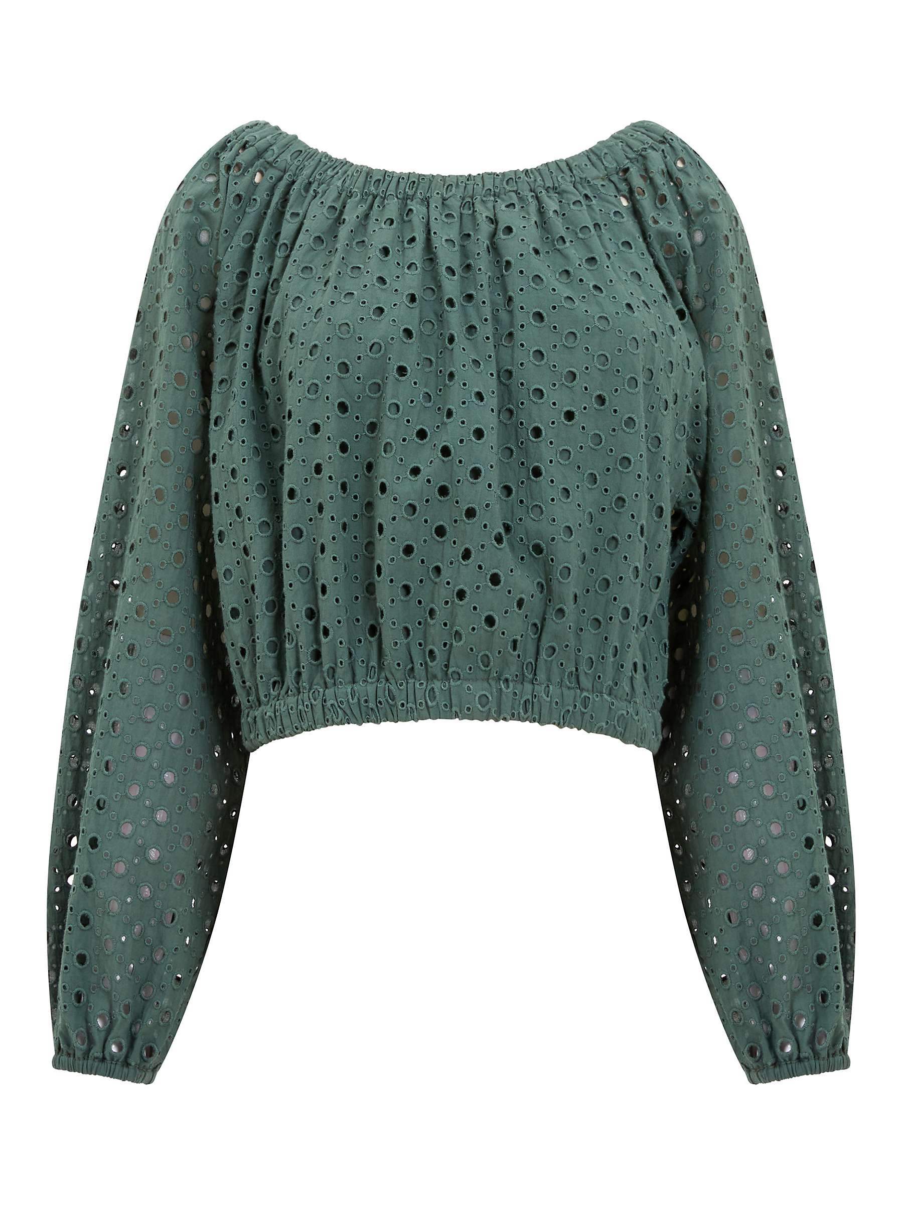 Buy Great Plains Atol Embroidery Long Sleeve Top, Tropical Green Online at johnlewis.com