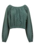 Great Plains Atol Embroidery Long Sleeve Top, Tropical Green