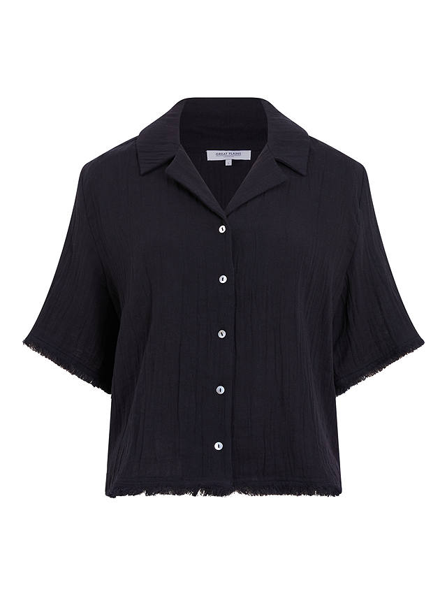 Great Plains Fray Edge Cotton Shirt, Black               