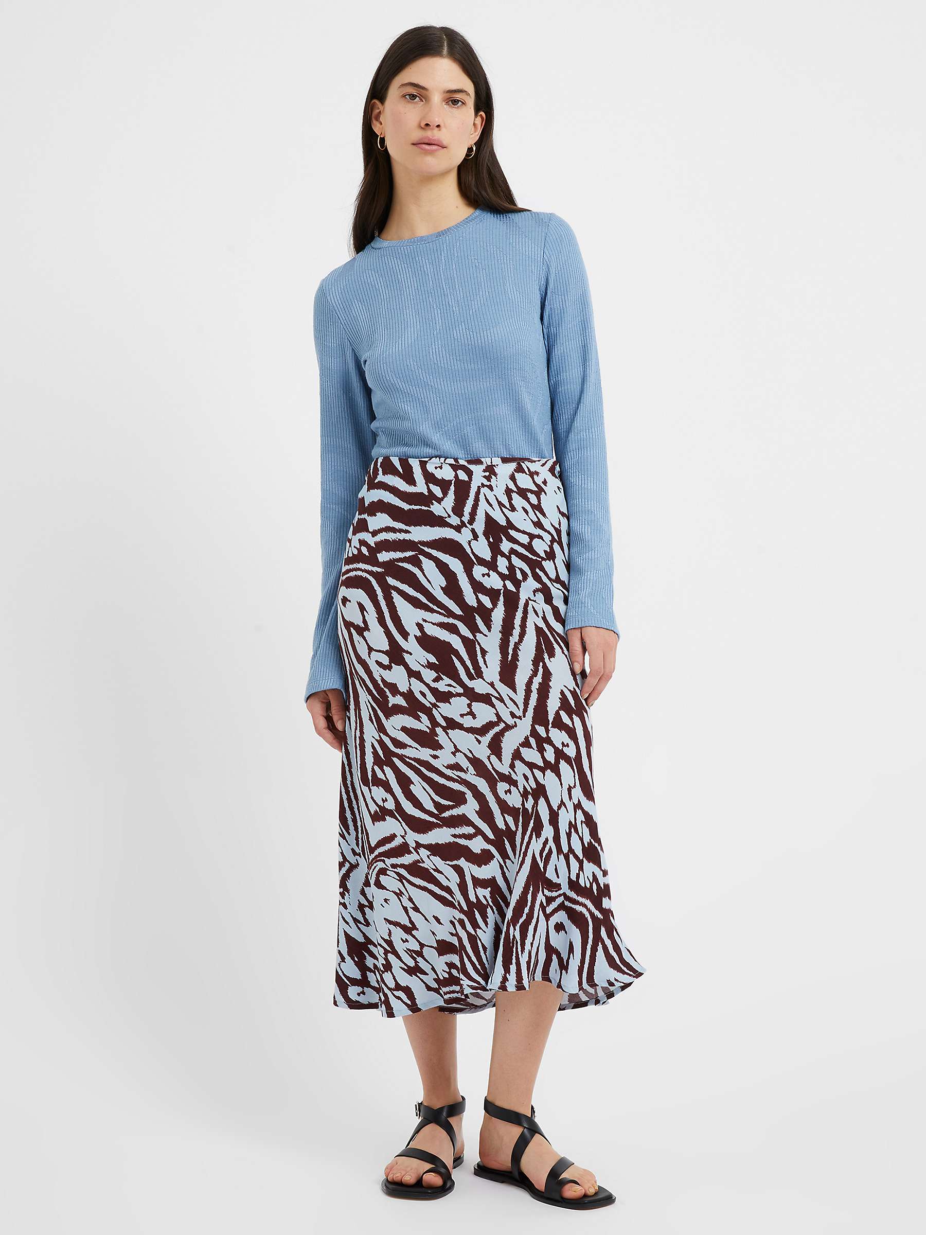 Buy Great Plains Abstract Animal Slip Midi Skirt, Chocolate Corfu Blue Online at johnlewis.com