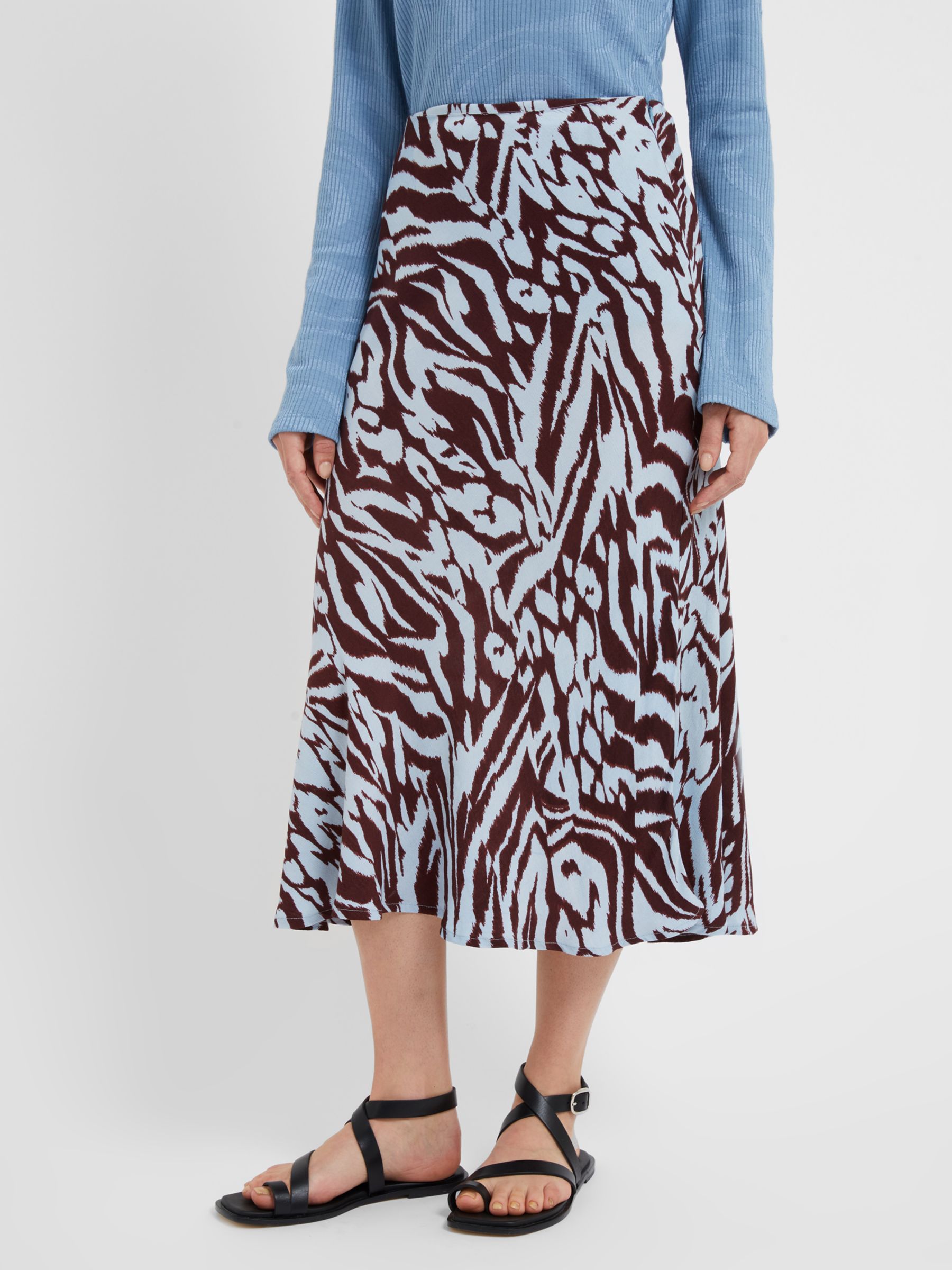 Buy Great Plains Abstract Animal Slip Midi Skirt, Chocolate Corfu Blue Online at johnlewis.com