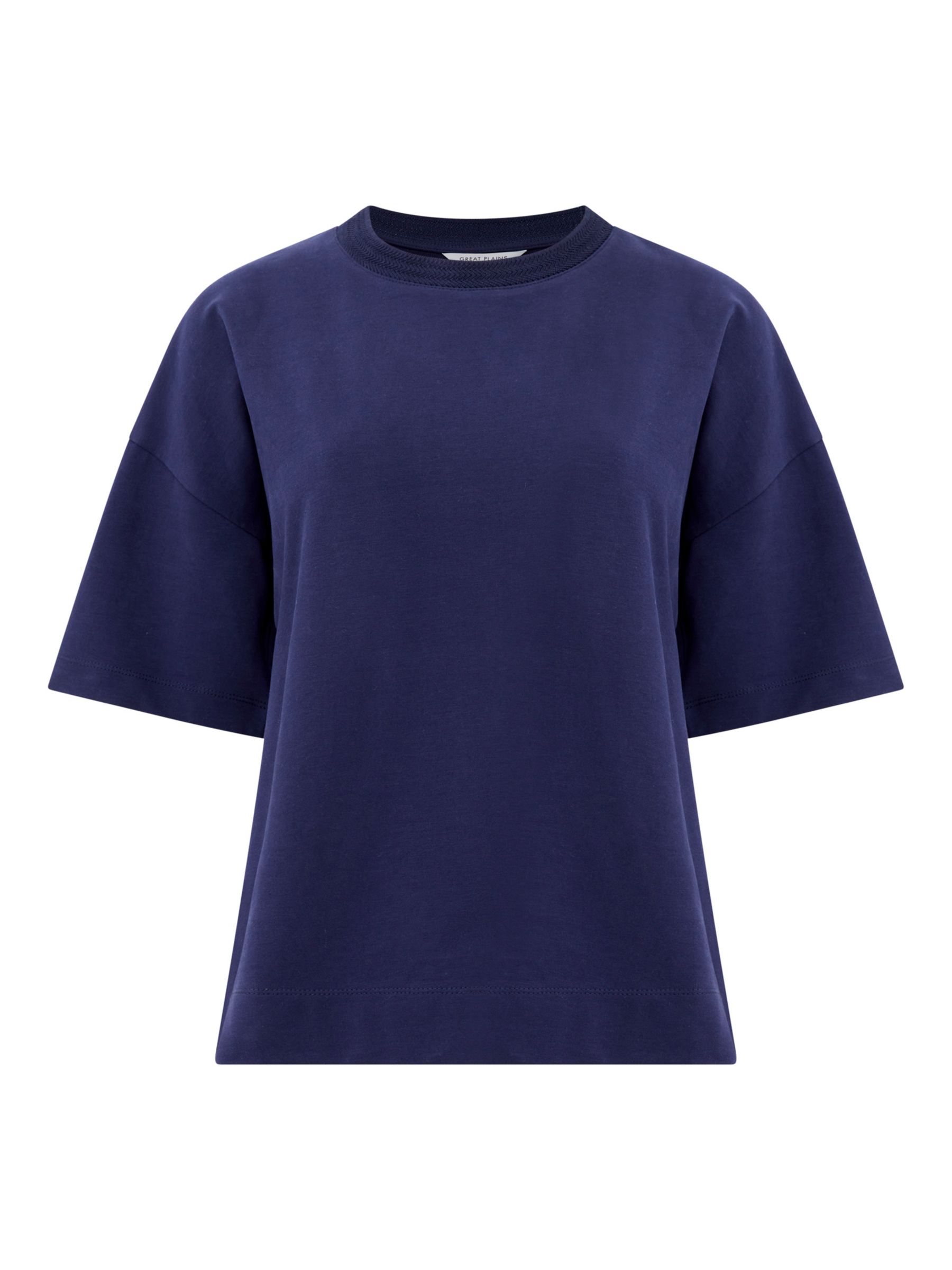 Buy Great Plains Peached Cotton Blend Short Sleeve Sweatshirt, Summer Navy Online at johnlewis.com