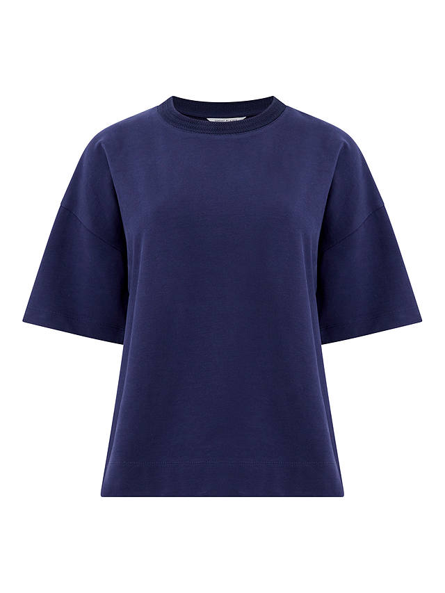 Great Plains Peached Cotton Blend Short Sleeve Sweatshirt, Summer Navy