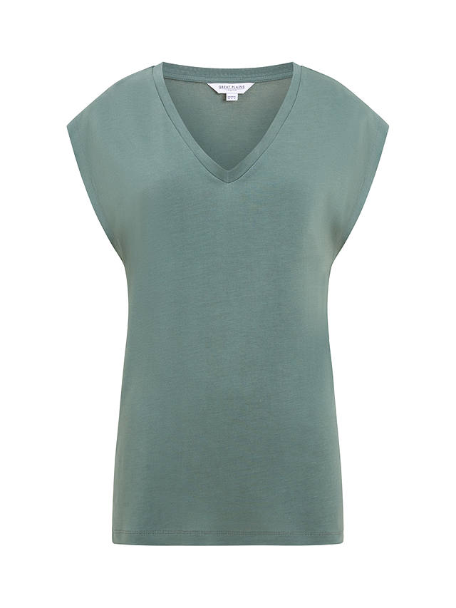 Great Plains Soft Touch Jersey V-Neck Top, Tropical Green      