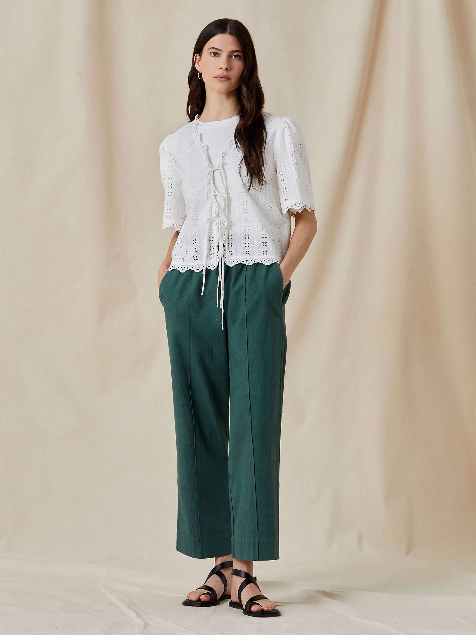 Buy Great Plains Crinkle Cotton Trousers, Tropical Green Online at johnlewis.com