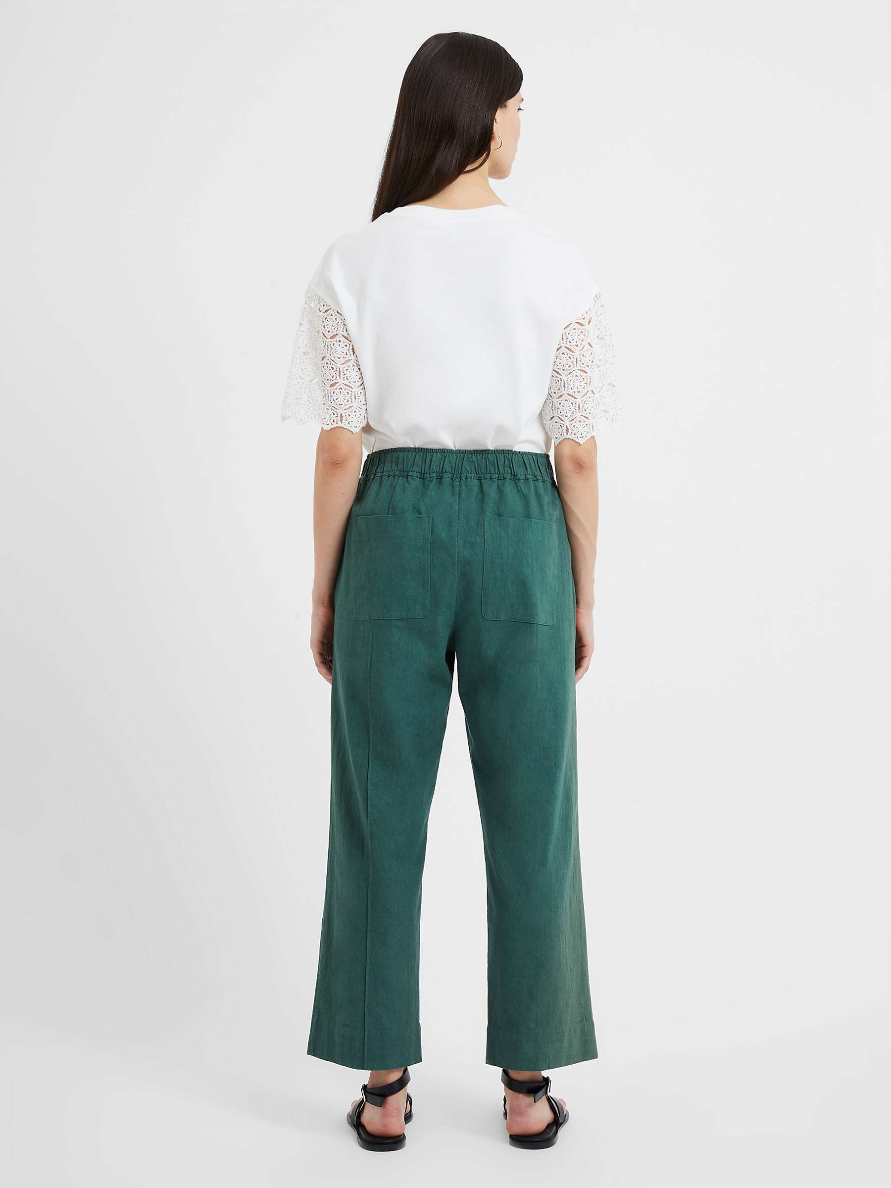 Buy Great Plains Crinkle Cotton Trousers, Tropical Green Online at johnlewis.com