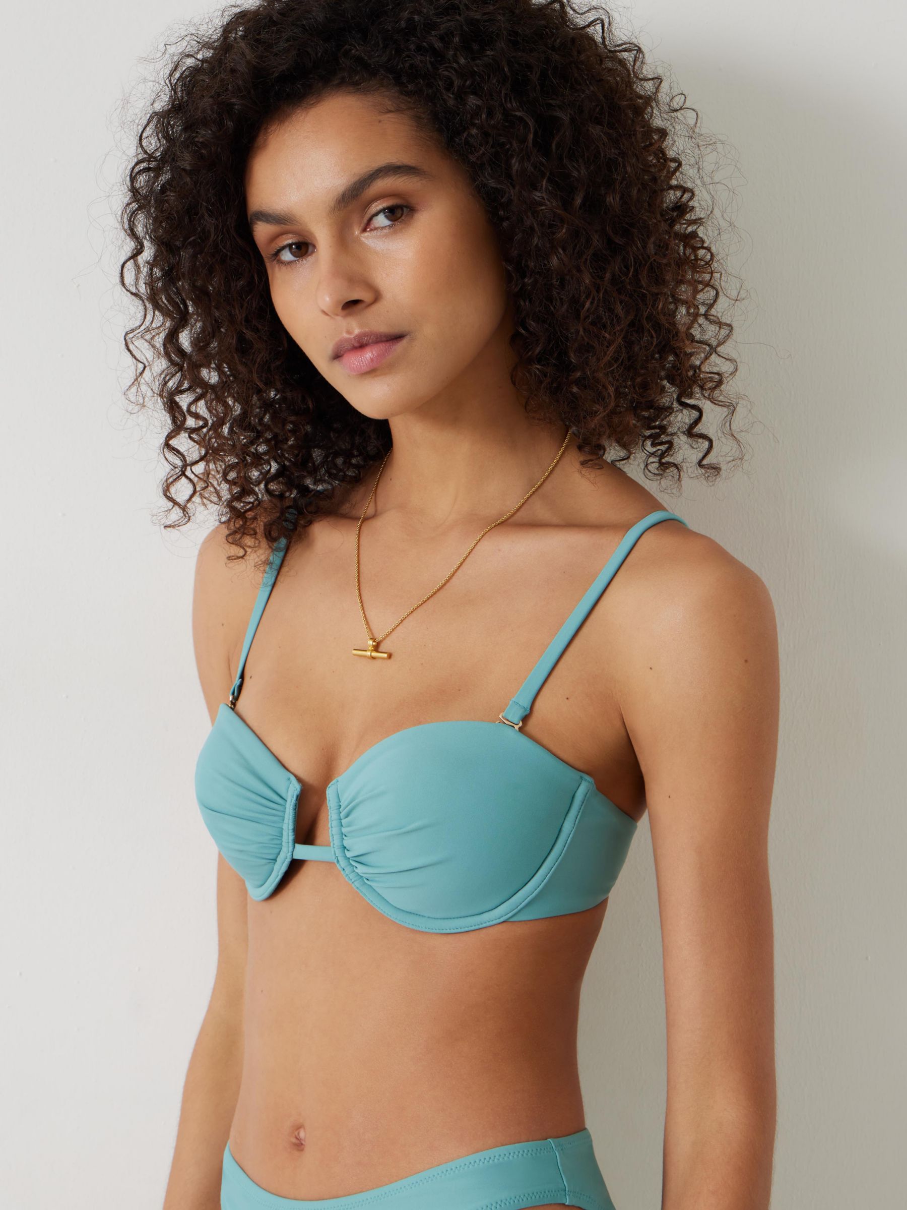 HUSH Bella Balconette Bikini Top, Sage Blue, 14