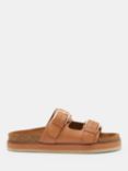 HUSH Bryson Buckle Leather Slider Sandals, Tan