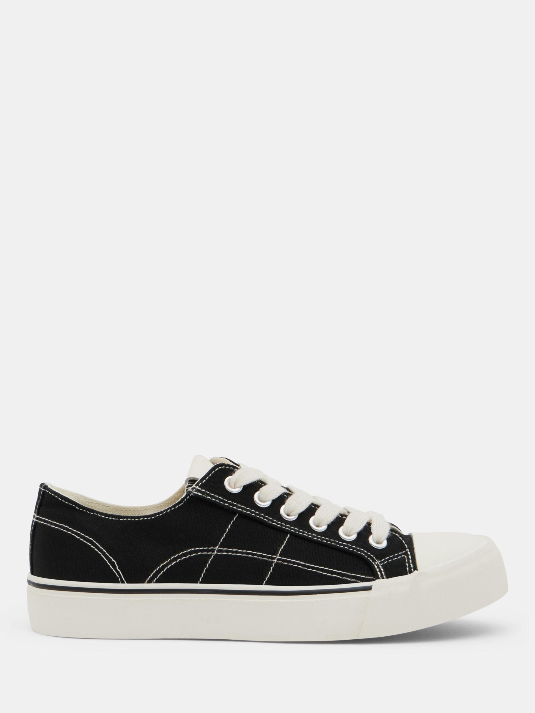 HUSH Finley Frayed Canvas Trainers, Washed Black at John Lewis & Partners