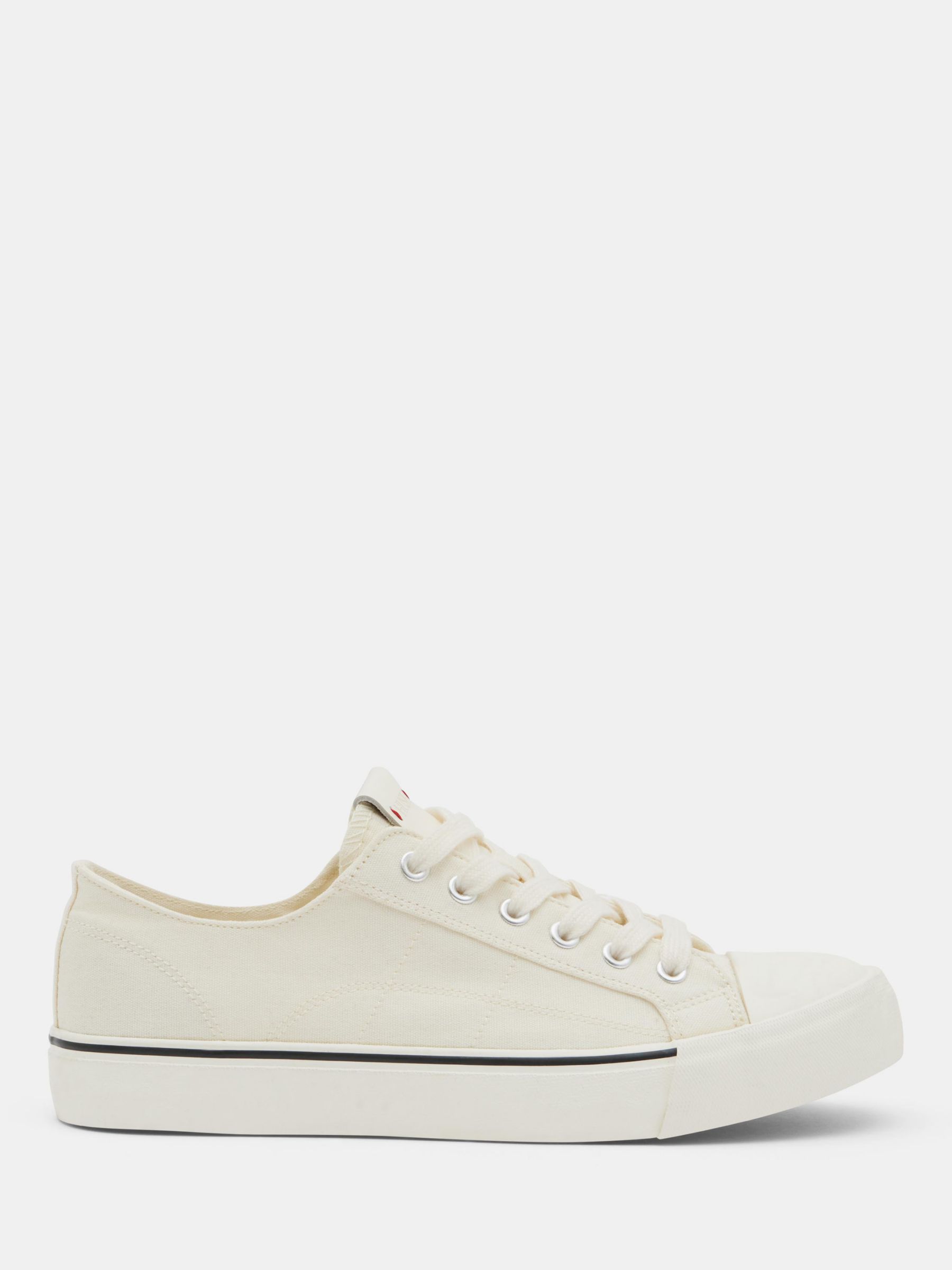 HUSH Finley Frayed Canvas Trainers, Off White, 3