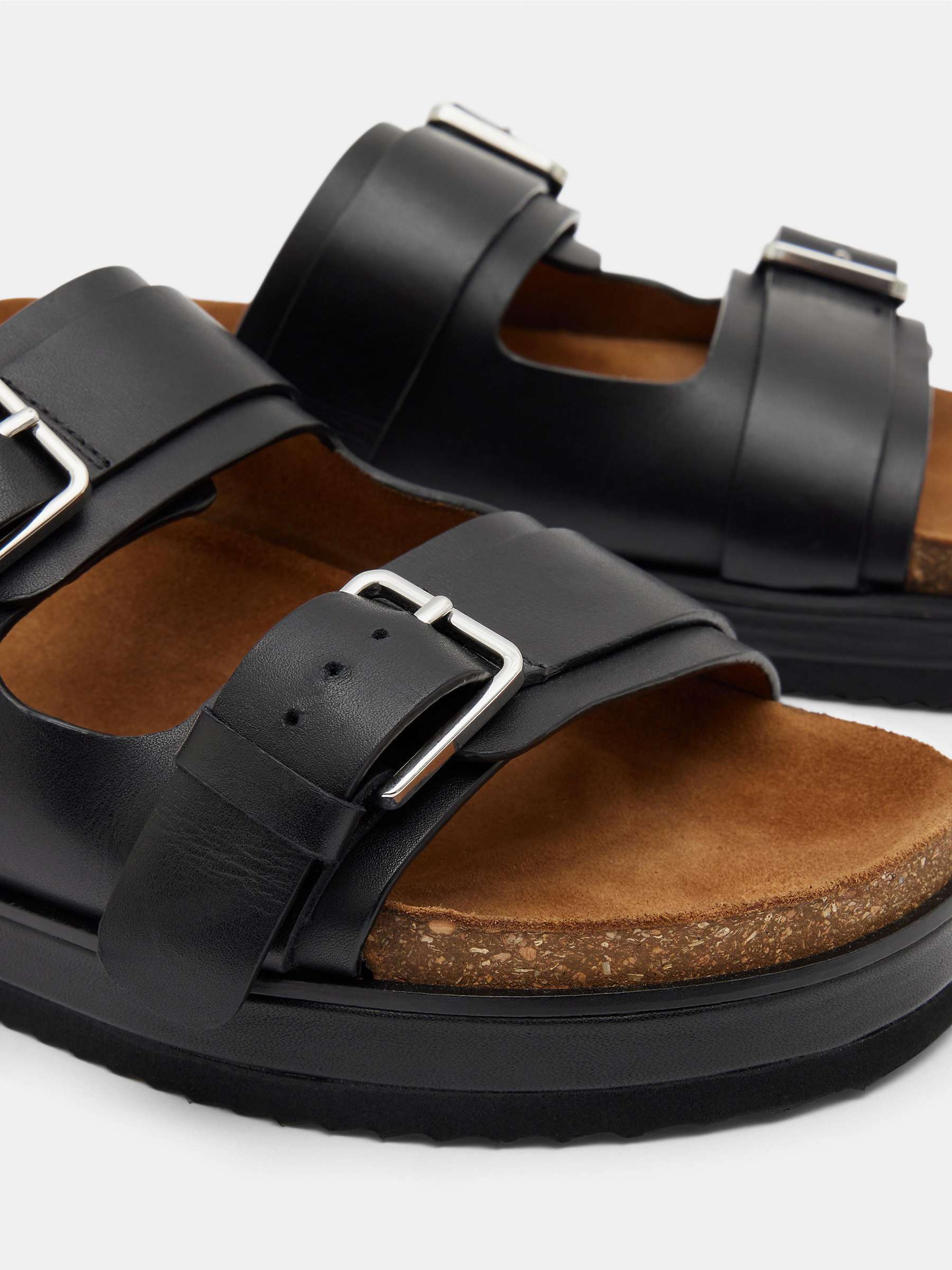 Buy HUSH Bryson Buckle Leather Slider Sandals Online at johnlewis.com
