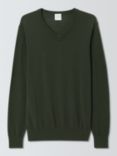 John Lewis Extra Fine Merino Wool V-Neck Jumper, Dark Sage