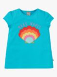 Frugi Kids' Organic Cotton Cassia Shell Applique T-Shirt, Tropical Sea/Blue, Tropical Sea/Blue