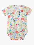 Frugi Baby Super Special Tropical Birds & Stripe Organic Cotton Bodysuits, Pack of 2, Multi