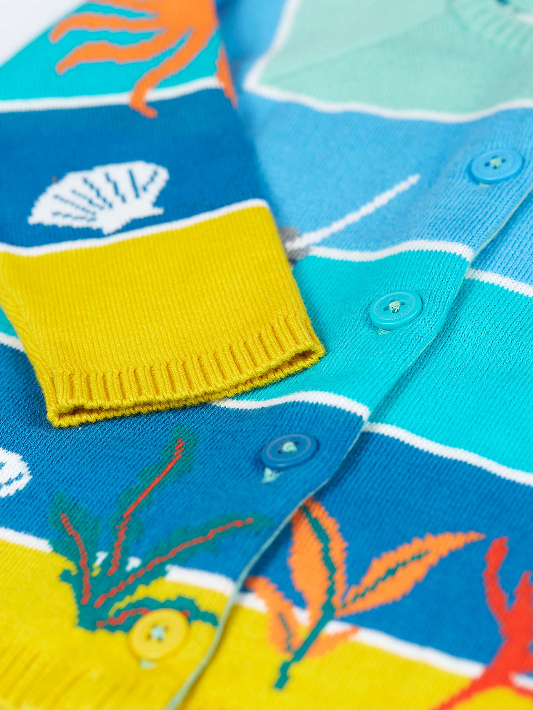 Buy Frugi Baby Reva Tropical Sea Organic Cotton Knitted Cardigan, Multi Online at johnlewis.com