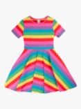 Frugi Baby Little Sunshine Rainbow Stripe Skater Dress, Multi, Multi