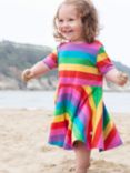 Frugi Baby Little Sunshine Rainbow Stripe Skater Dress, Multi, Multi