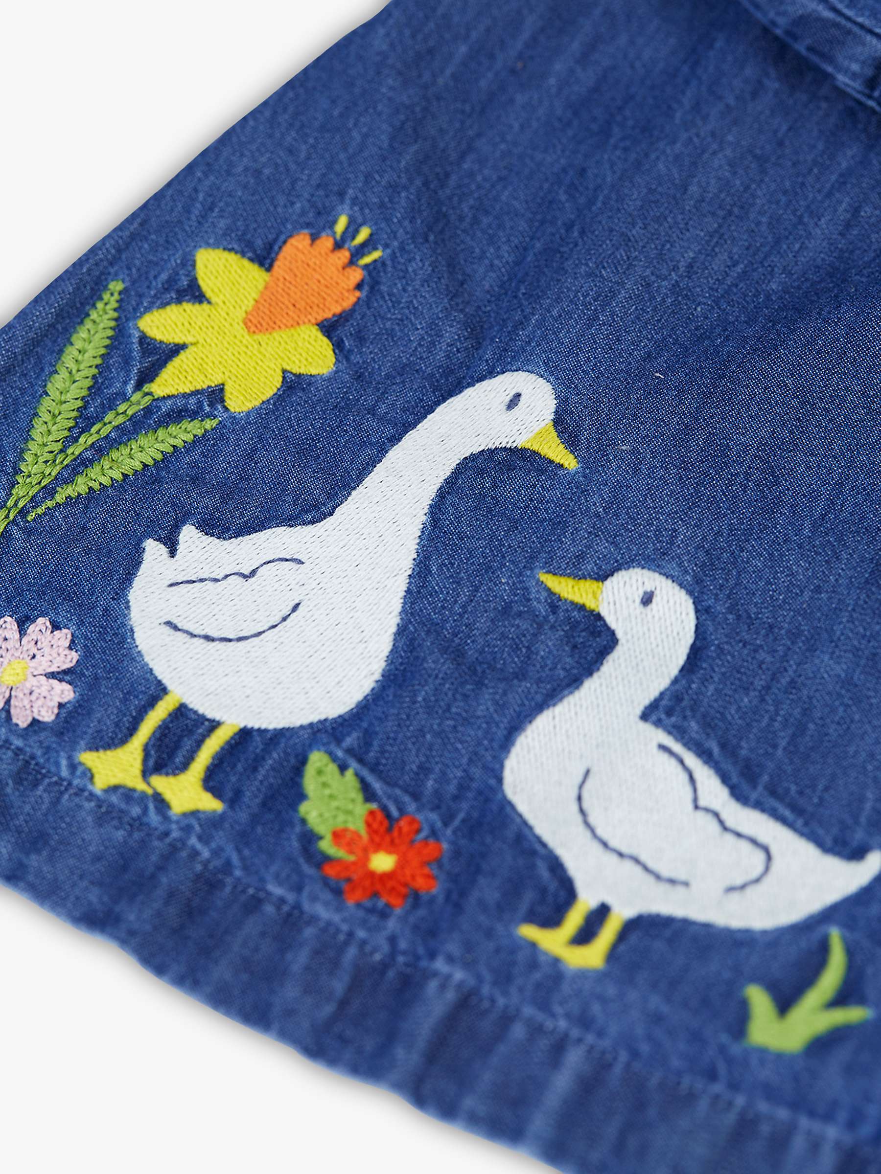 Buy Frugi Baby Organic Cotton Emma Duck Applique Chambray Dress, Blue Online at johnlewis.com