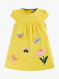 Frugi Baby Organic Cotton Little Layla Applique Dress, Banana/Echinacea