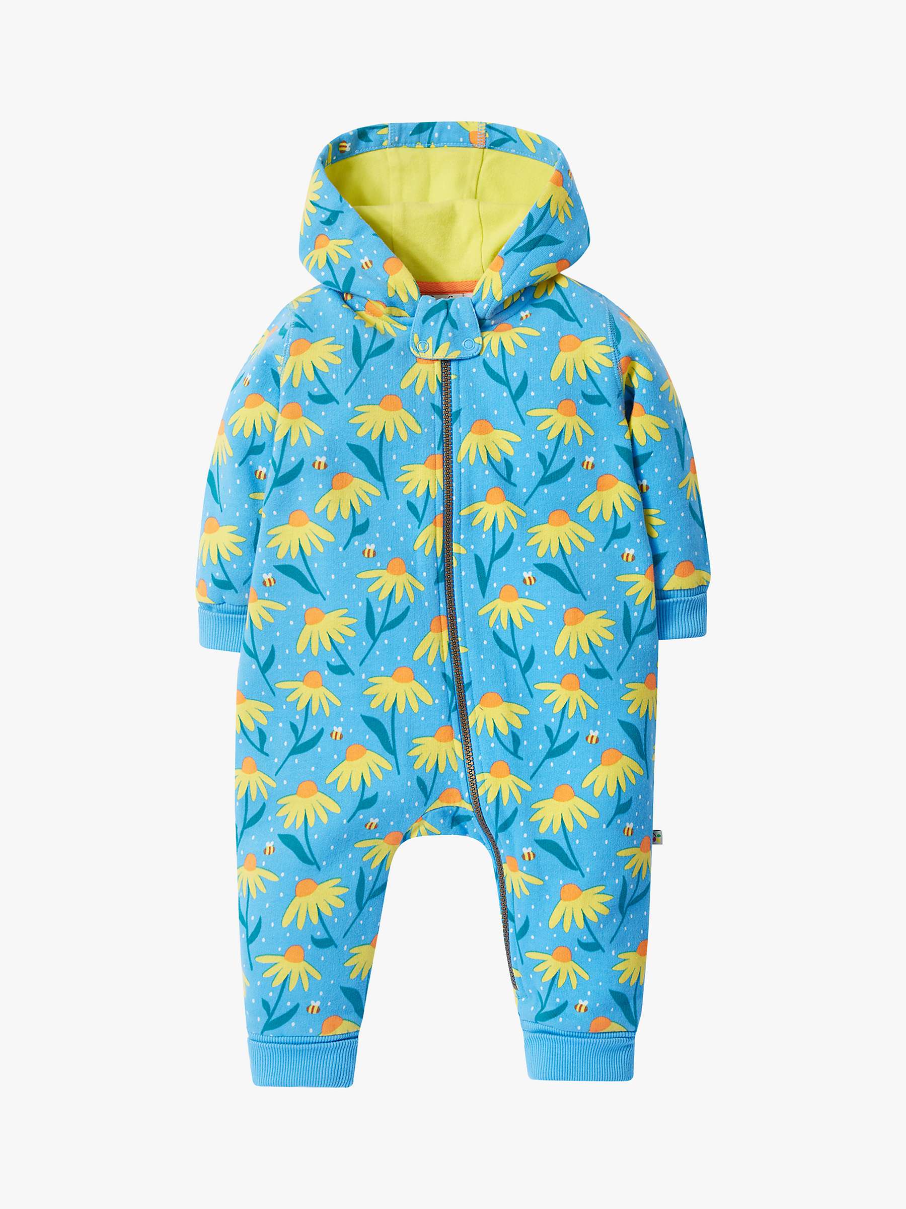 Buy Frugi Baby Organic Cotton Print Hooded Snuggle Suit Online at johnlewis.com