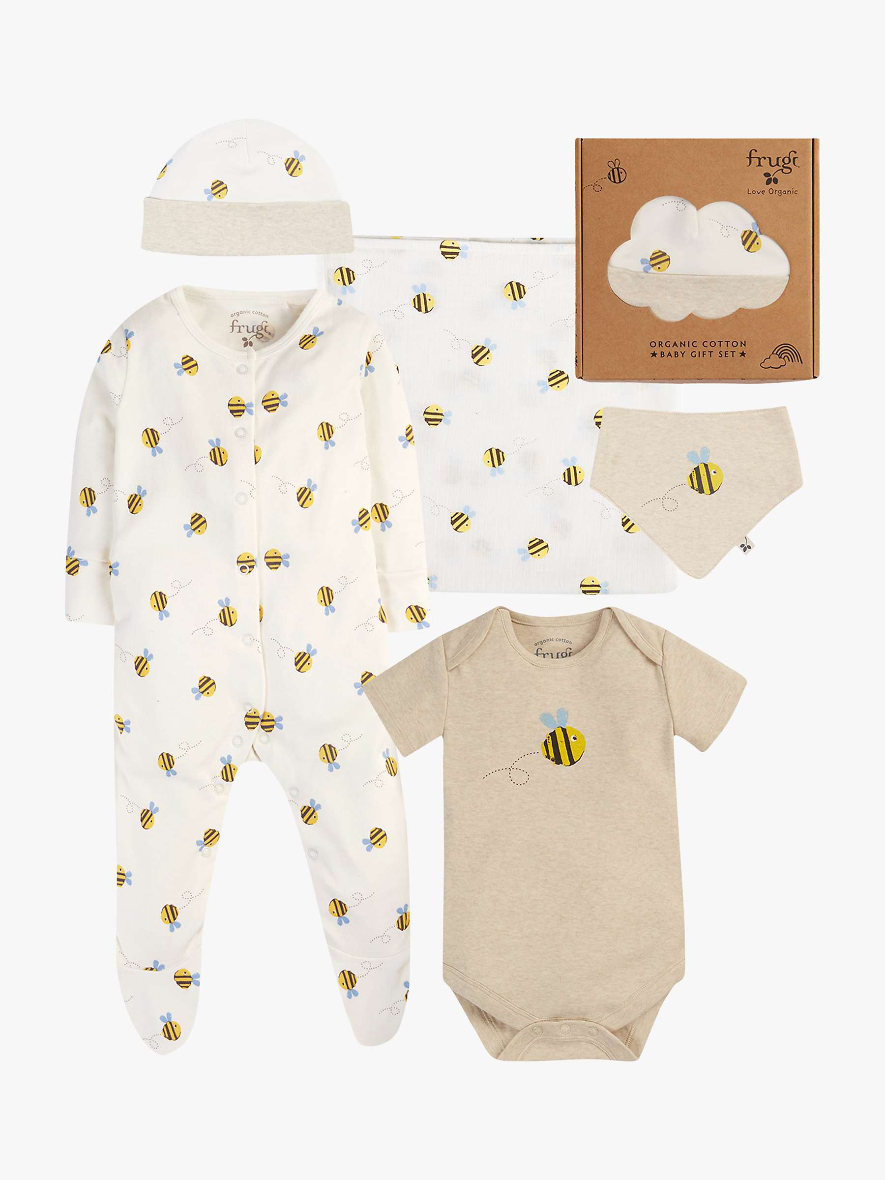 Buy Frugi Baby Buzzy Bee Muslin Gift Set, Multi Online at johnlewis.com