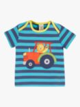 Frugi Baby Bobster Applique & Stripe Organic Cotton T-shirt, Multi, Multi