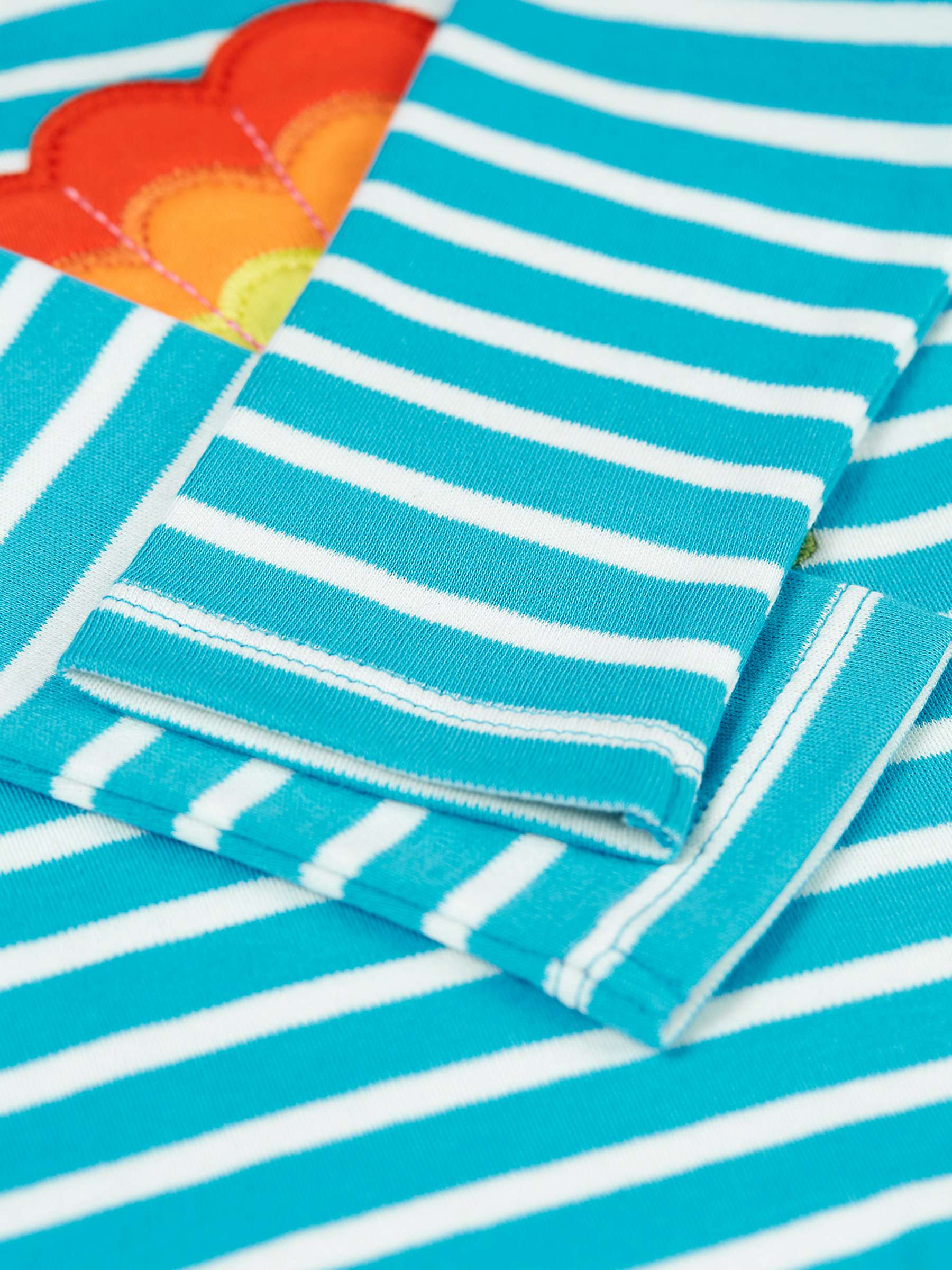Buy Frugi Baby Organic Cotton Bobby Shell Applique Stripe Top, Tropical Sea Online at johnlewis.com