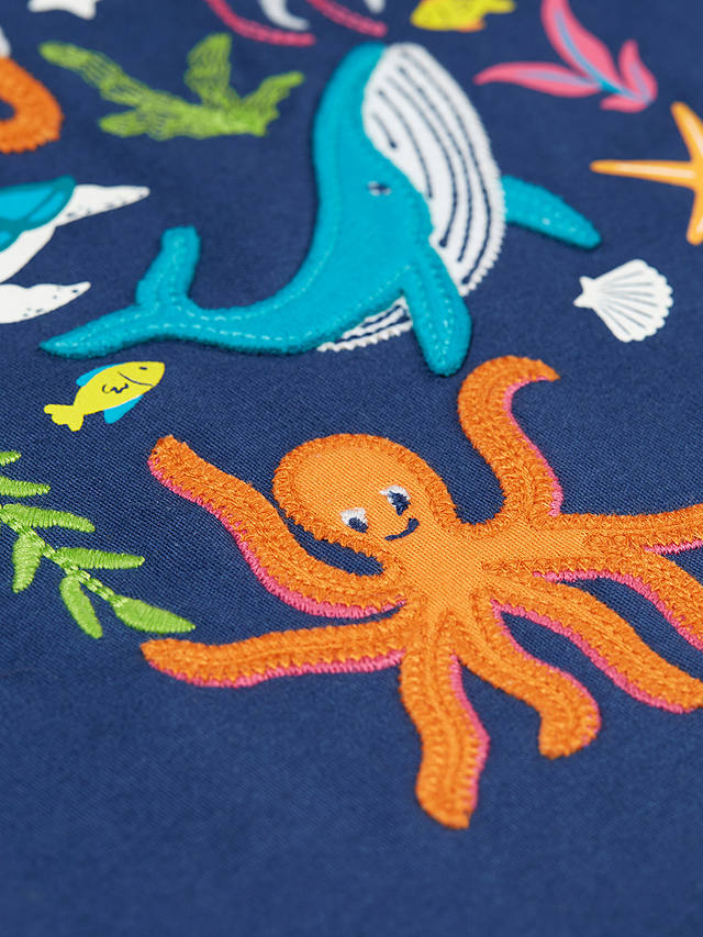 Frugi Baby Little Creature Underwater Organic Cotton T-Shirt, Navy/Multi