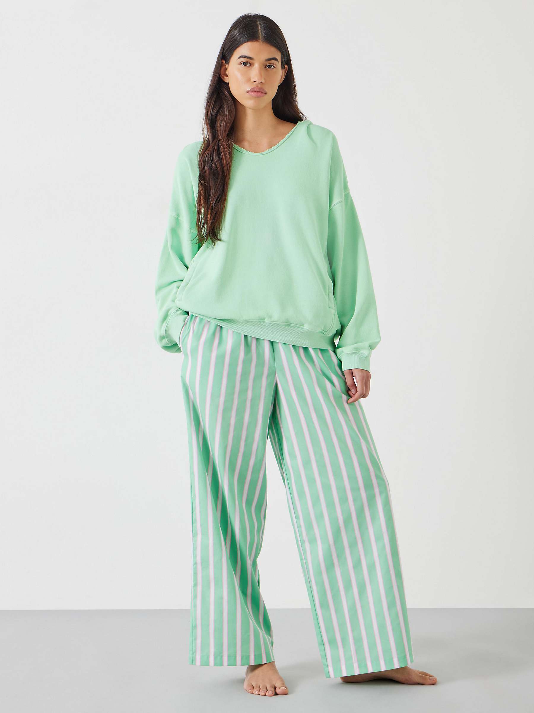 Buy HUSH Adair Vertical Stripe Pyjama Trousers, Green/Pink Online at johnlewis.com