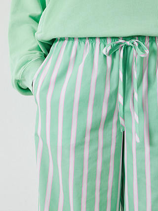 HUSH Adair Vertical Stripe Pyjama Trousers, Green/Pink