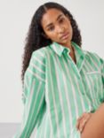 HUSH Adair Oversized Shirt and Shorts Pyjama Set, Green/Pink