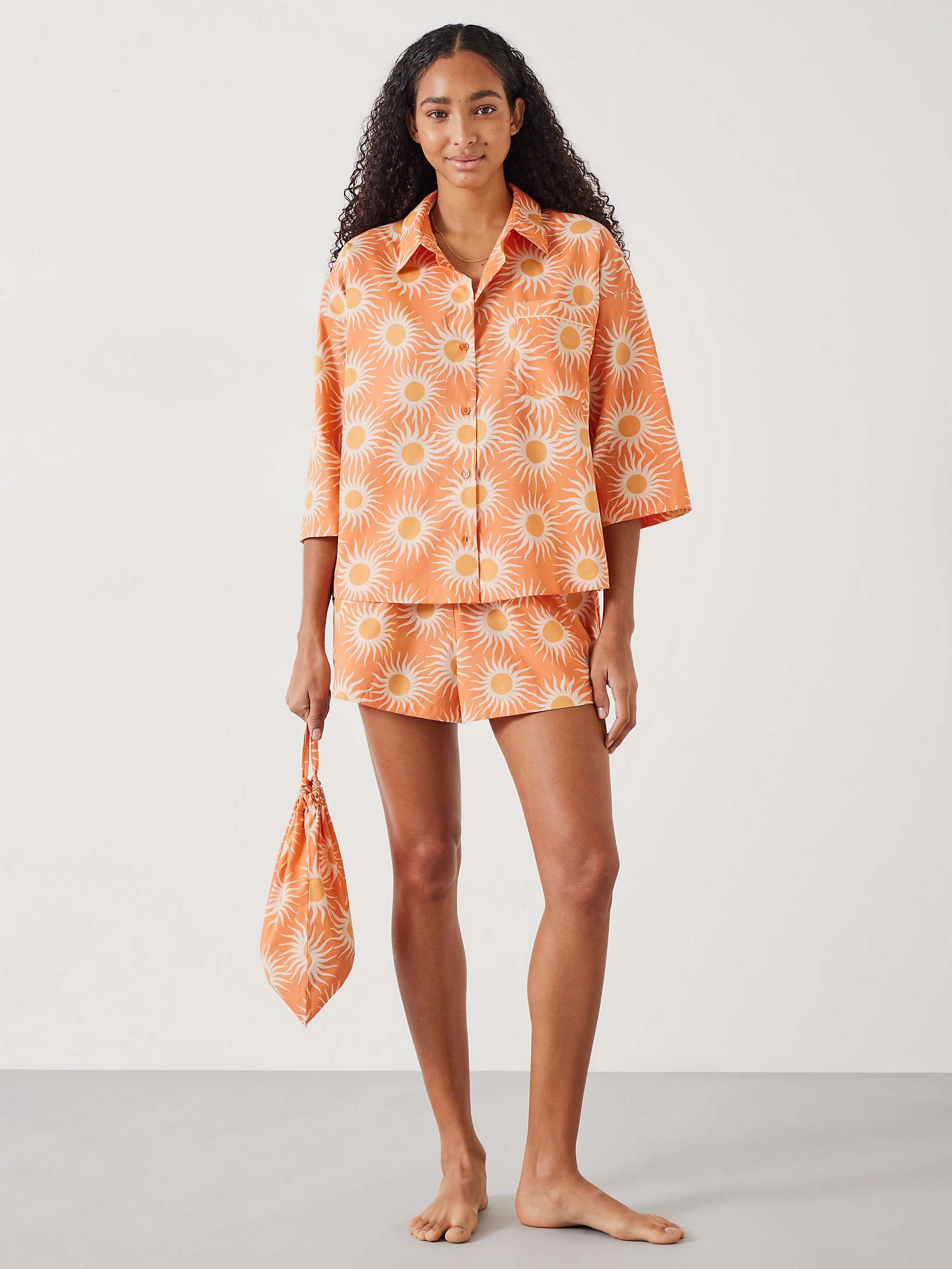 Buy HUSH Jaylin Boxy Fit Sunrays Print Shirt and Shorts Pyjamas, Orange Online at johnlewis.com