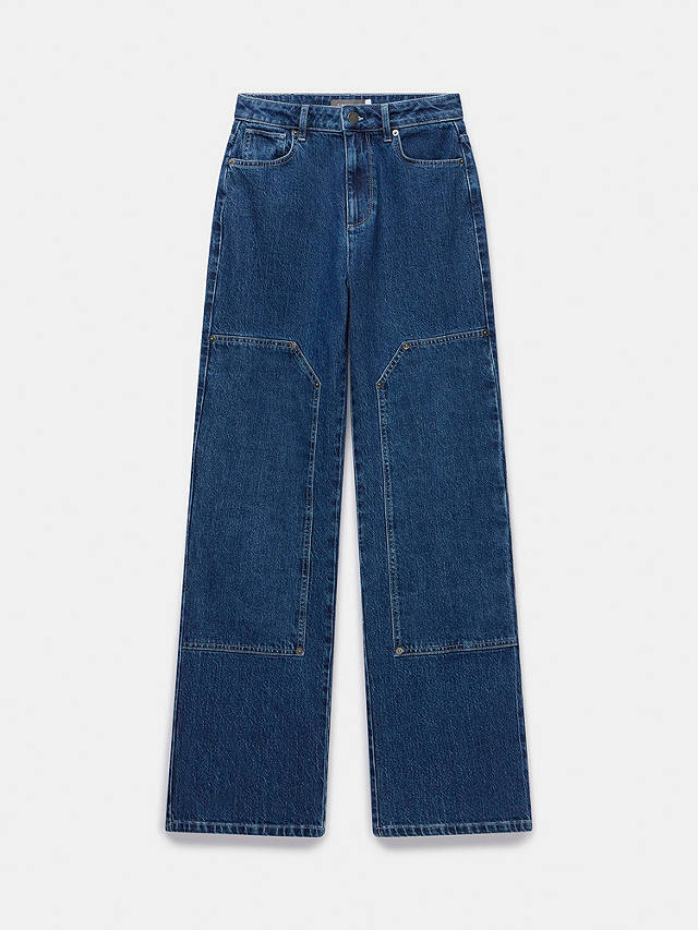 Mint Velvet High Rise Wide Leg Jeans, Indigo Blue