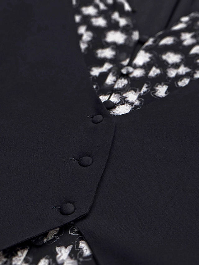 Mint Velvet Tiered Waistcoat Mini Dress, Black/Multi
