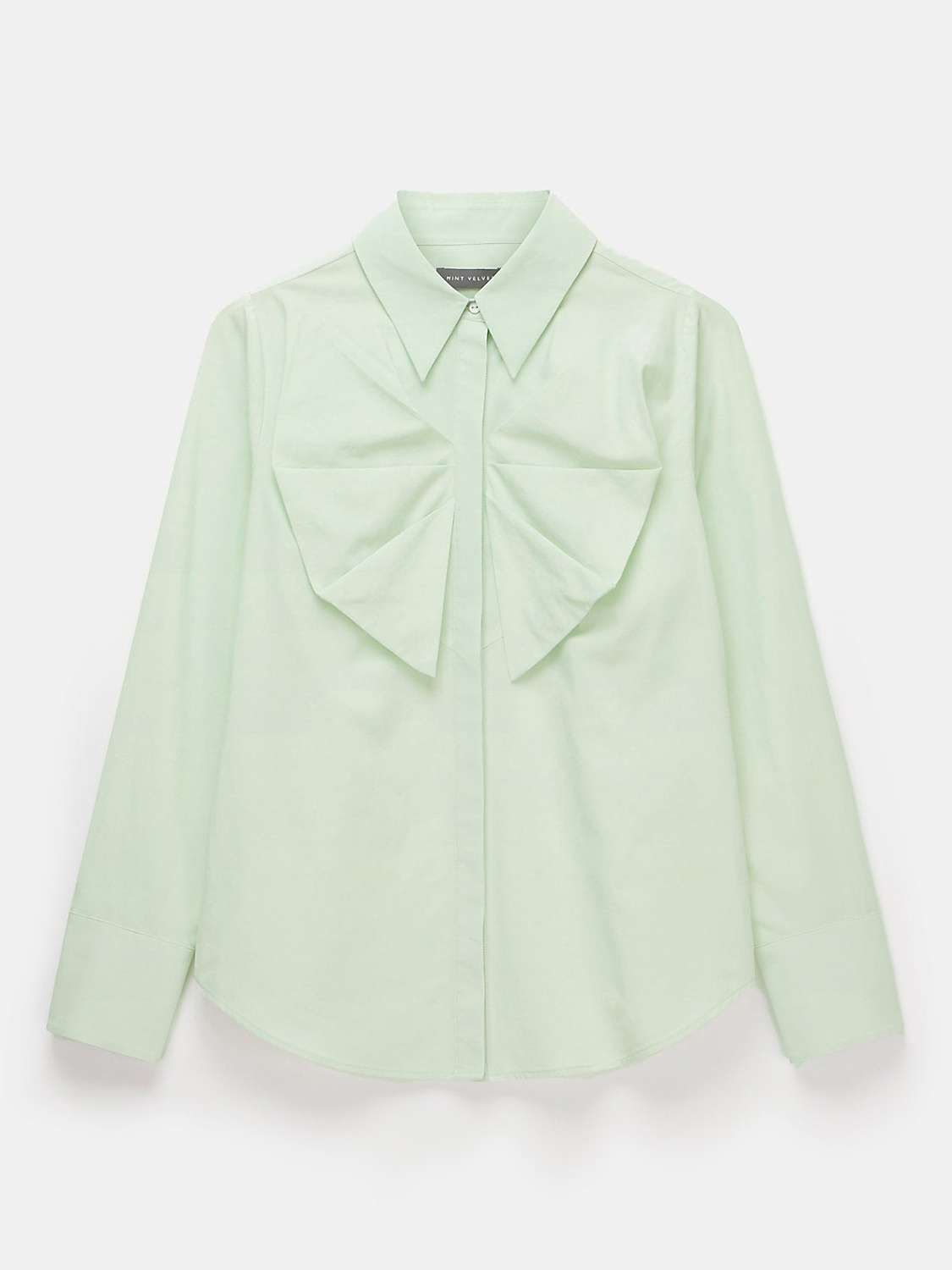 Buy Mint Velvet Bow Front Shirt, Green Online at johnlewis.com