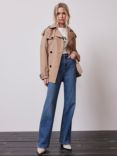 Mint Velvet Short Double Breasted Trench Coat, Camel, Camel