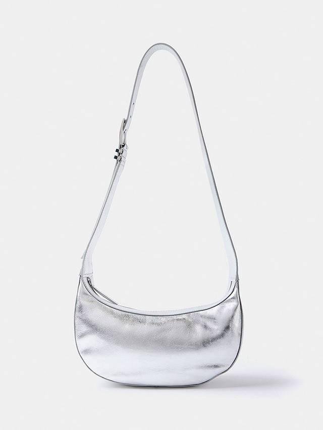 Mint Velvet Leather Swing Bag, Silver