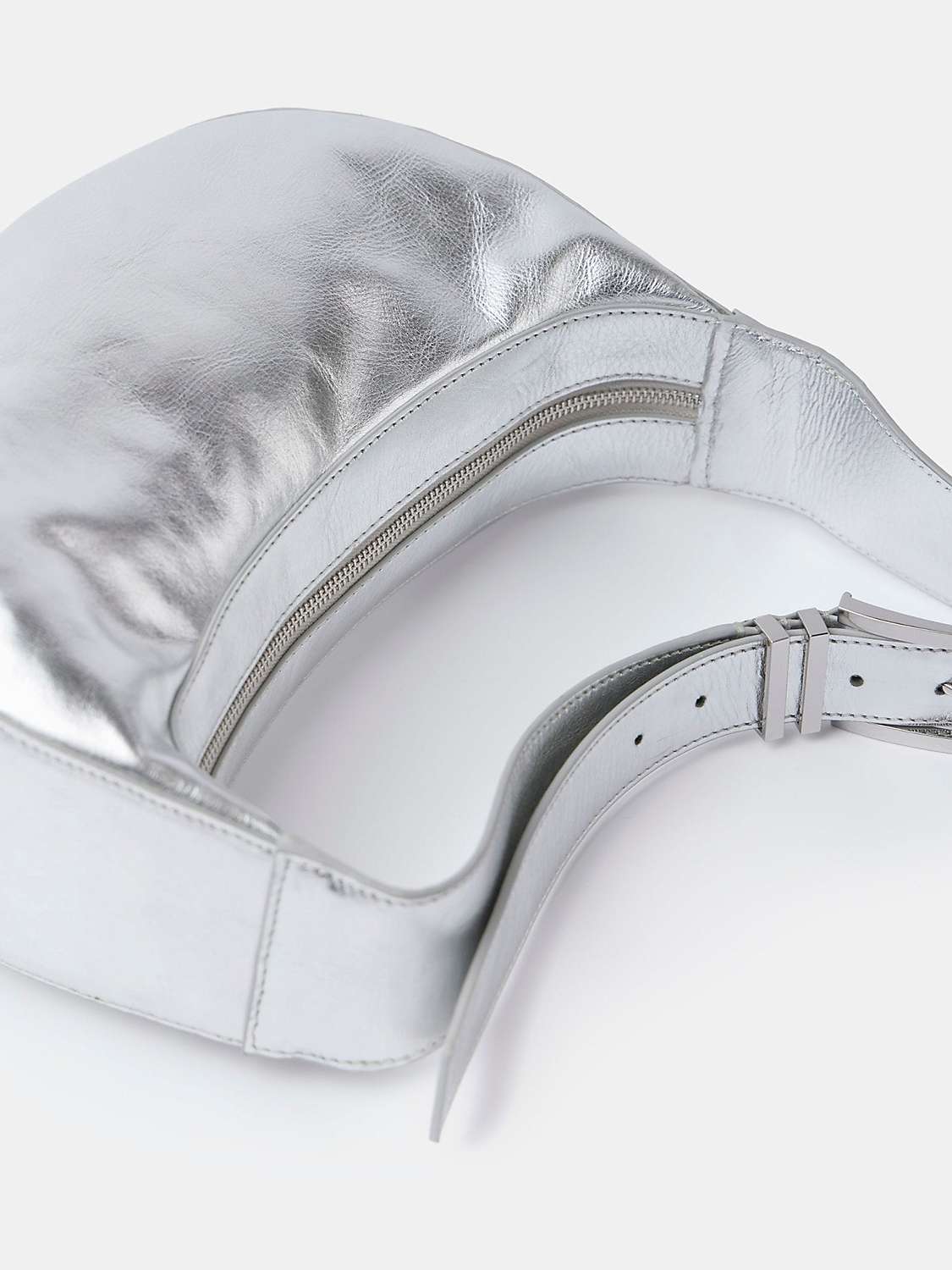 Buy Mint Velvet Leather Swing Bag, Silver Online at johnlewis.com