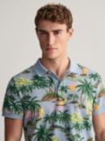 GANT Hawai Print Short Sleeve Polo Shirt, Blue/Multi