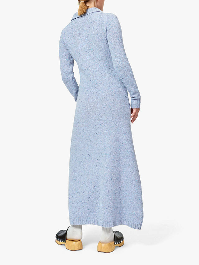 nué notes Wesly Wool Blend Polo Collar Knitted Maxi Dress, Halogen Blue