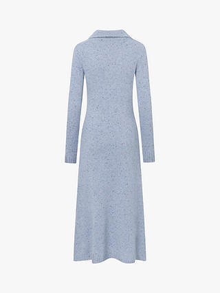 nué notes Wesly Wool Blend Polo Collar Knitted Maxi Dress, Halogen Blue