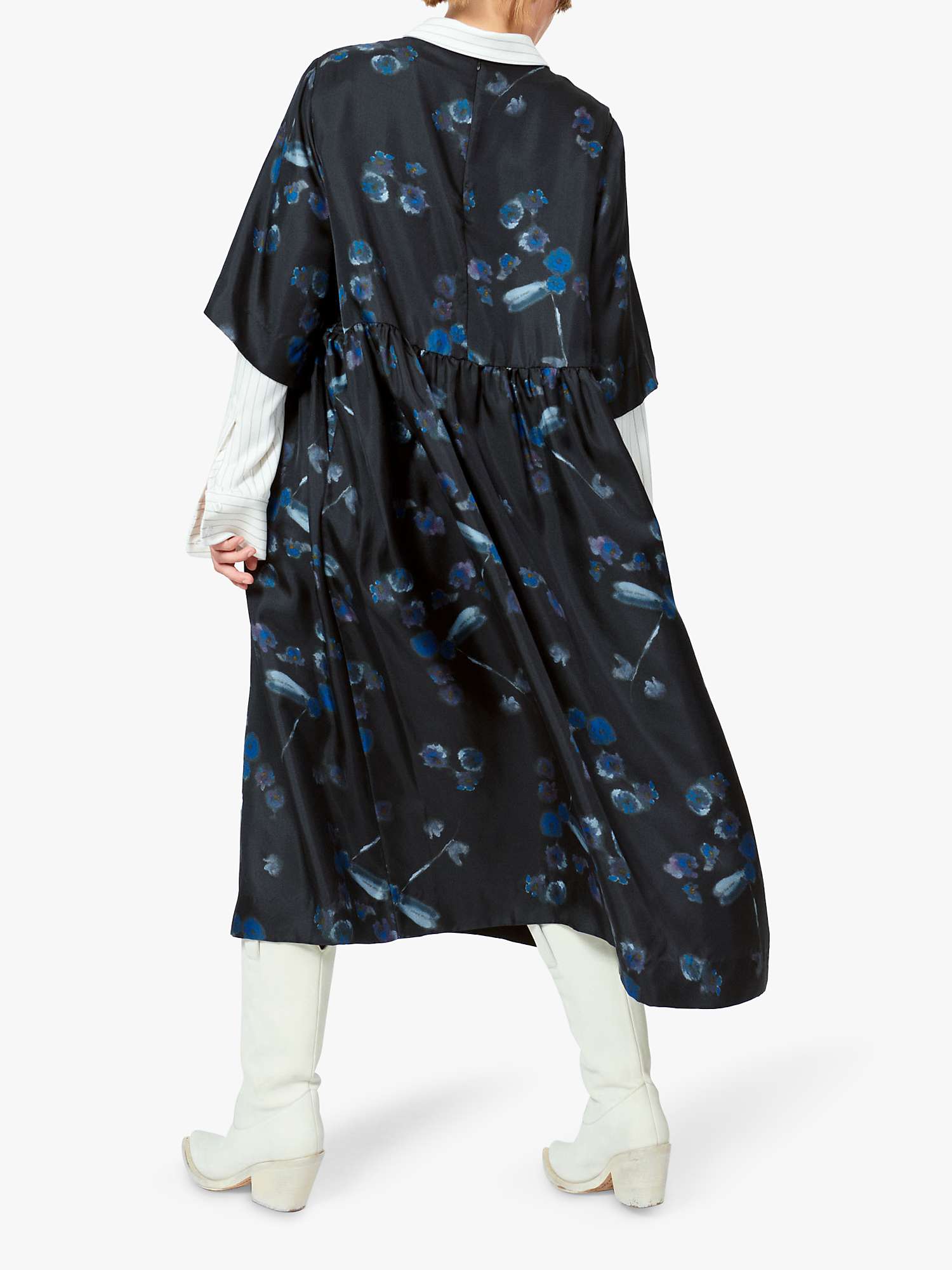 Buy nué notes Demetri Floral Print Oversized Silk Dress, Black/Multi Online at johnlewis.com