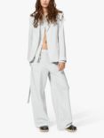 nué notes Jefferson Striped Wide Leg Trousers, Egret