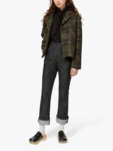 Oatmeal Relaxed Cropped Wool Coat, WHISTLES